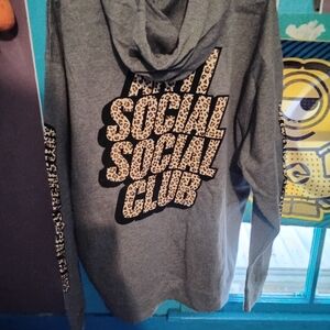 Anti Social Social Club Leopard Print Gray Zip-Up Sweater